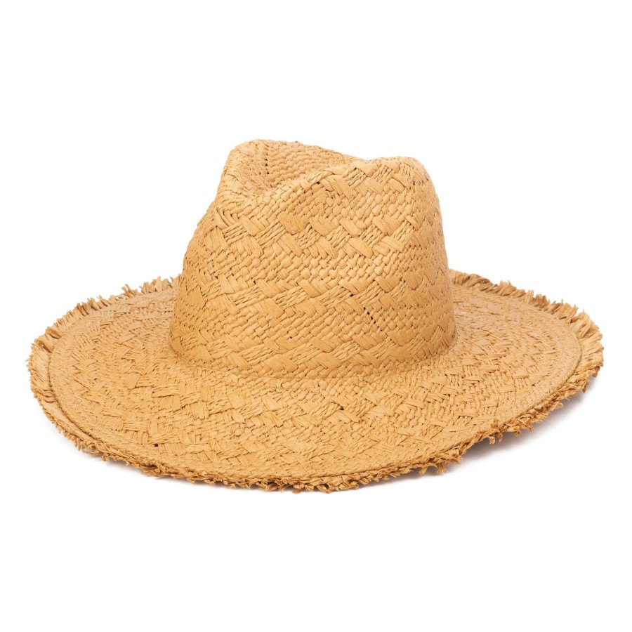 Women San Diego Hat | Women'S Woven Pattern Fedora With Fray Edge