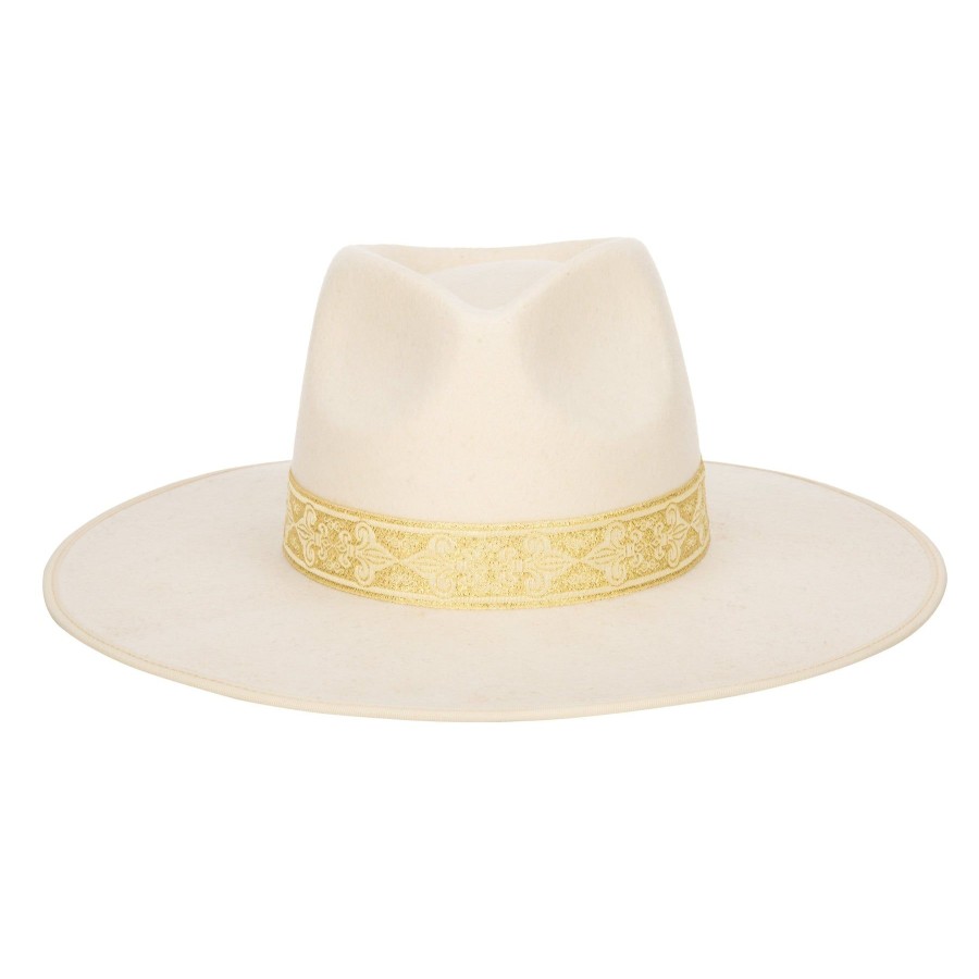 Women San Diego Hat | Love At First Sight- Women'S Wool Felt Fedora Gold Jacquard Band