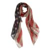 Women San Diego Hat Scarves | Womens Distressed Woven American Flag Scarf