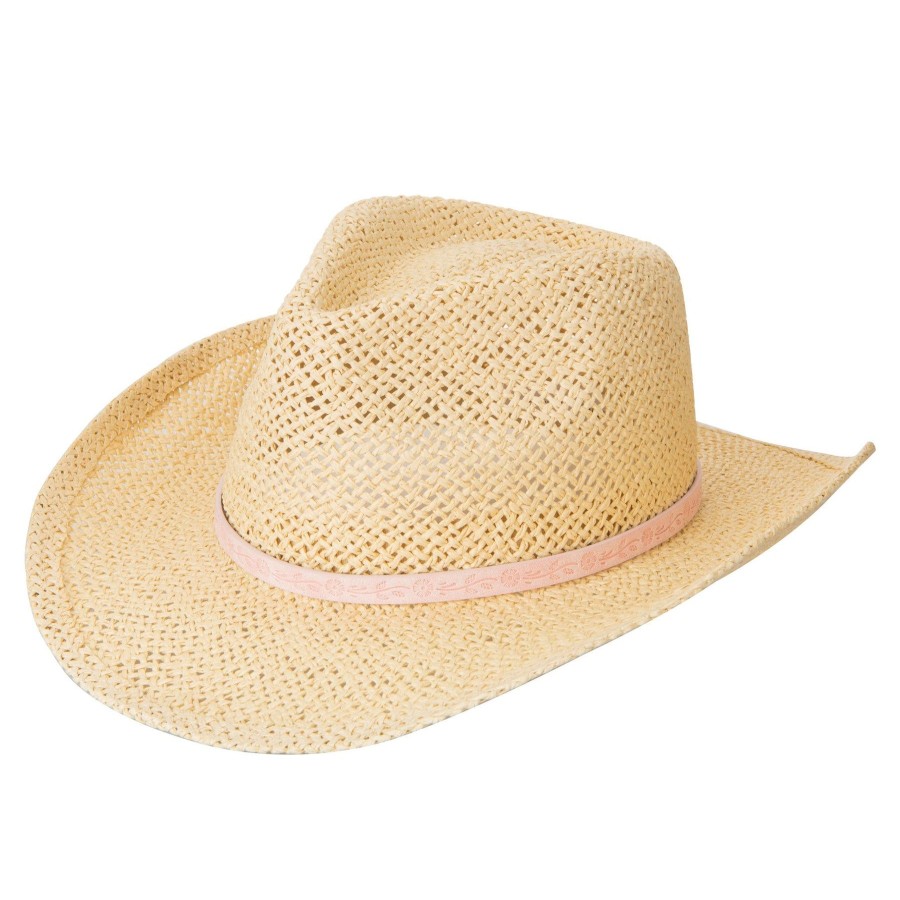 Kids San Diego Hat | Kids Woven Cowboy With Embossed Floral Faux Leather Trim