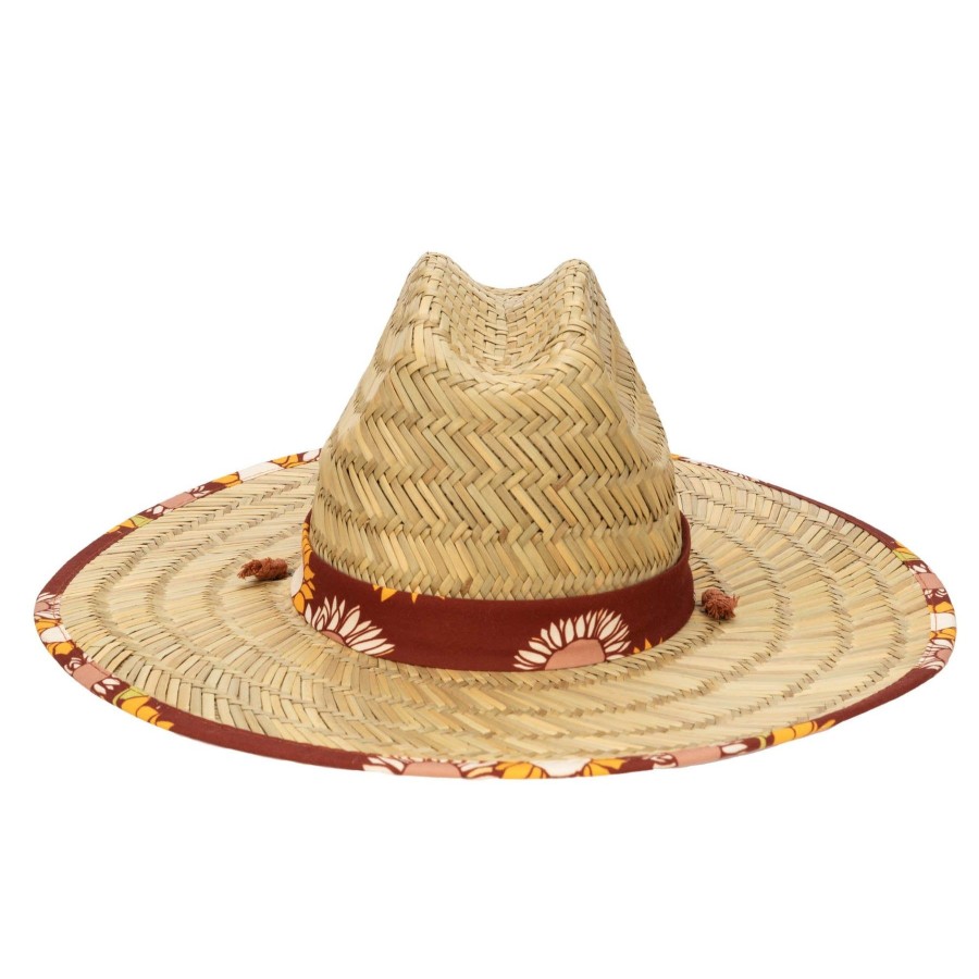 Kids San Diego Hat | Kids Straw Lifeguard With Sunflower Printed Underbrim