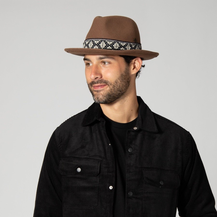 Men San Diego Hat | Men'S Wool Felt Fedora With Textured Jacquard Band