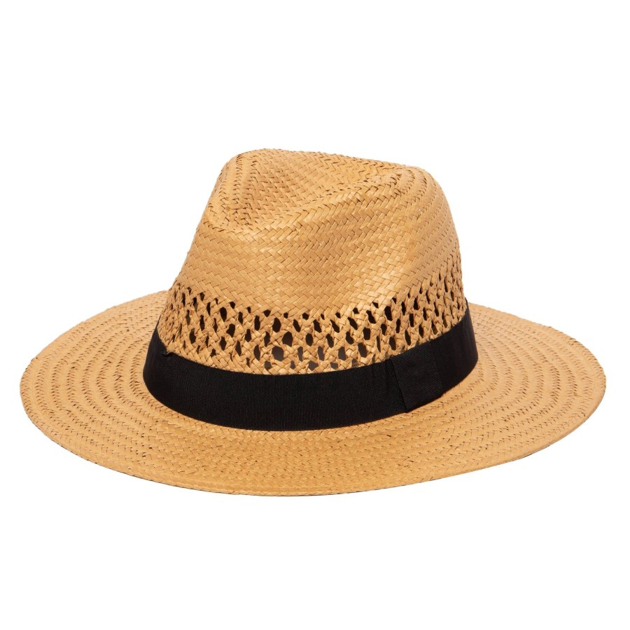 Men San Diego Hat | Men'S Woven Paper Fedora With Vented Crown And Stretch Band