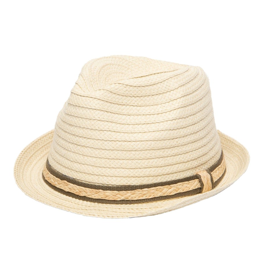 Men San Diego Hat | Men'S Fedora With Layered Webbing & Raffia Trim