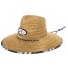 Men San Diego Hat | Mens Straw Lifeguard With Ocean Wave Under-Brim