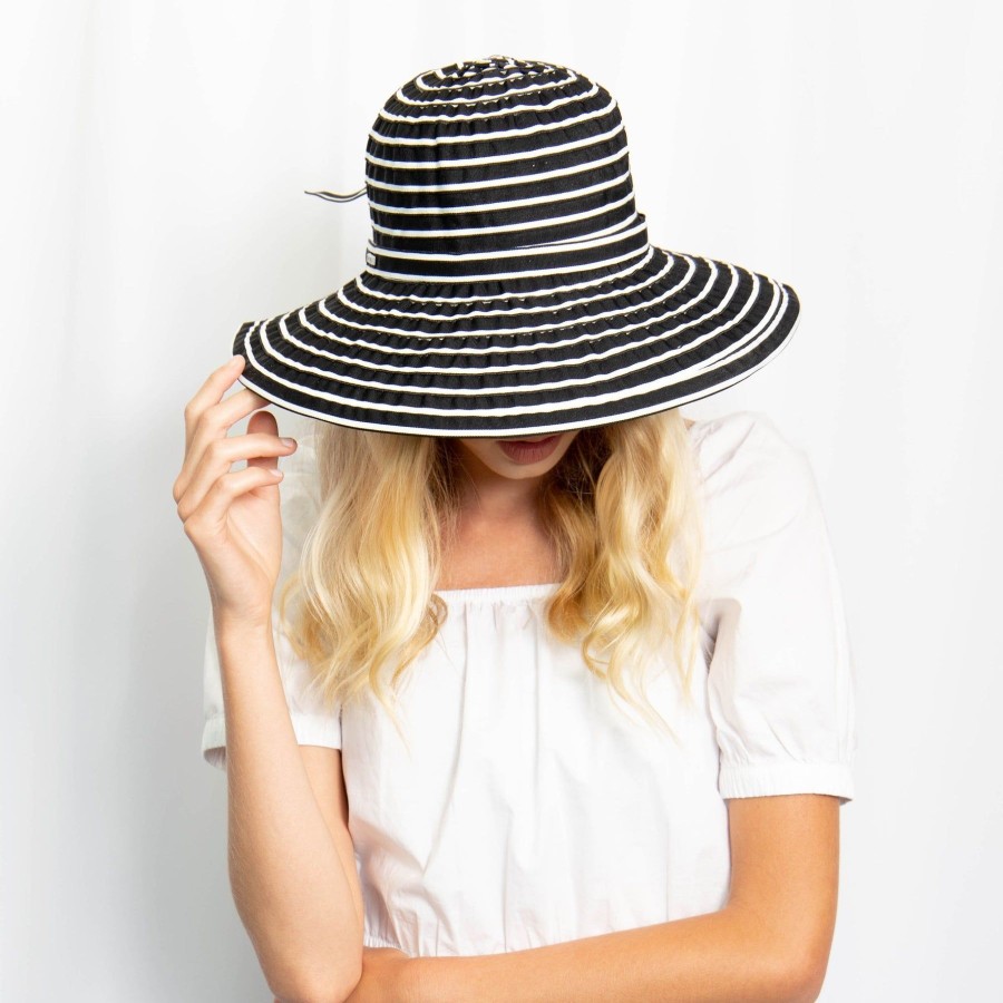 Women San Diego Hat | Women'S Striped Sun Brim W/Ribbon (Rbm207)