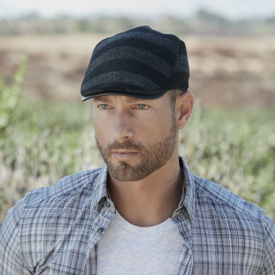 Men San Diego Hat | Men'S Cut & Sew Striped Wool Driver W/Leather Brim