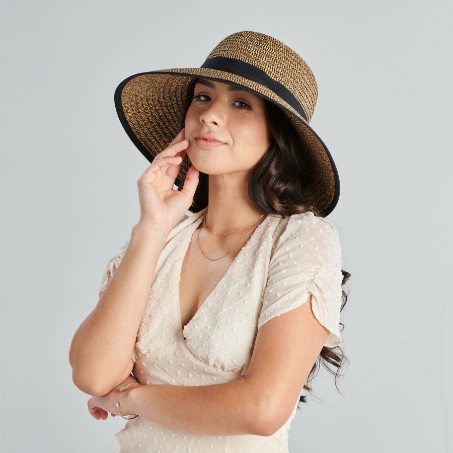 Women San Diego Hat | Women'S Contrasting Edged Sun Brim Hat With Back Bow