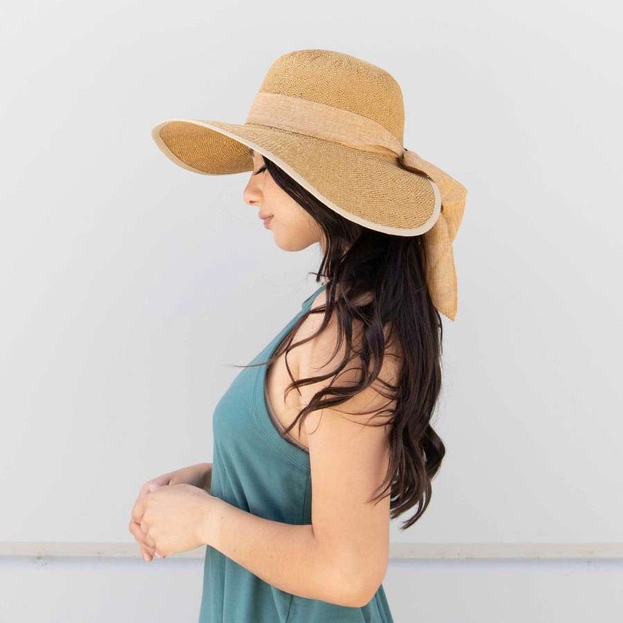 Women San Diego Hat | Women'S Woven Paper Face Saver W/Scarf Tie