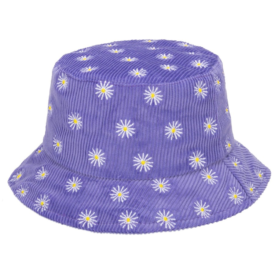 Kids San Diego Hat | Kid'S Corduroy Bucket With Daisy Embroidery