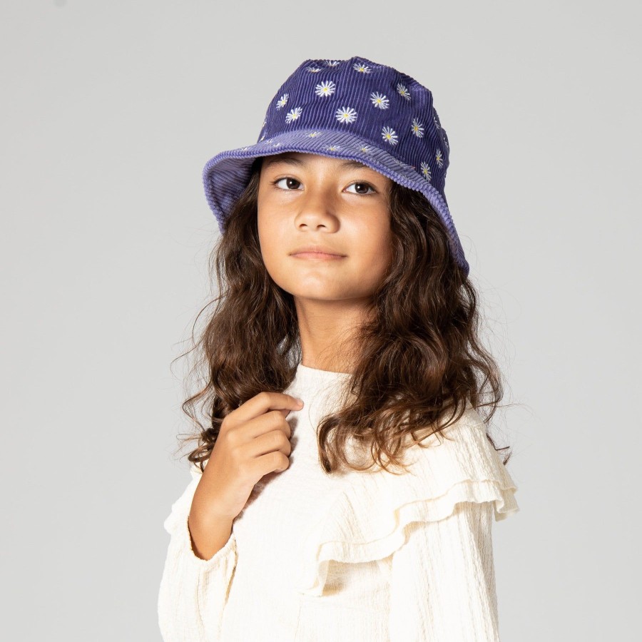 Kids San Diego Hat | Kid'S Corduroy Bucket With Daisy Embroidery