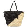 Women San Diego Hat Hat Care | Color Blocked Tote With Leather Handles & Paper Tassels