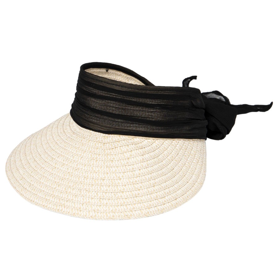 Women San Diego Hat | Women'S Paperbraid Visor With Chiffon Bow (Pbv020)