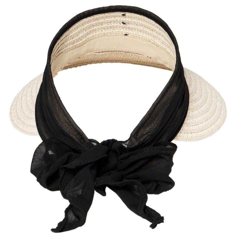 Women San Diego Hat | Women'S Paperbraid Visor With Chiffon Bow (Pbv020)