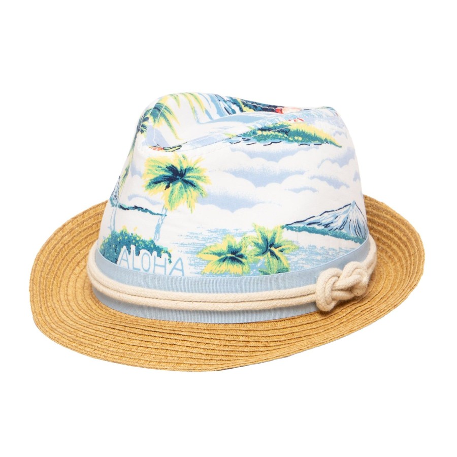 Kids San Diego Hat | 2-4 Yr Kid'S Paperbraid Fedora With Tropical Print