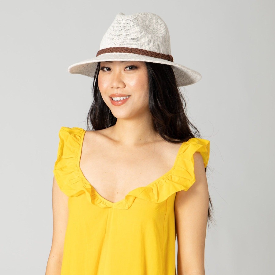 Women San Diego Hat | Women'S Knit Fedora With Braided Faux Suede Trim