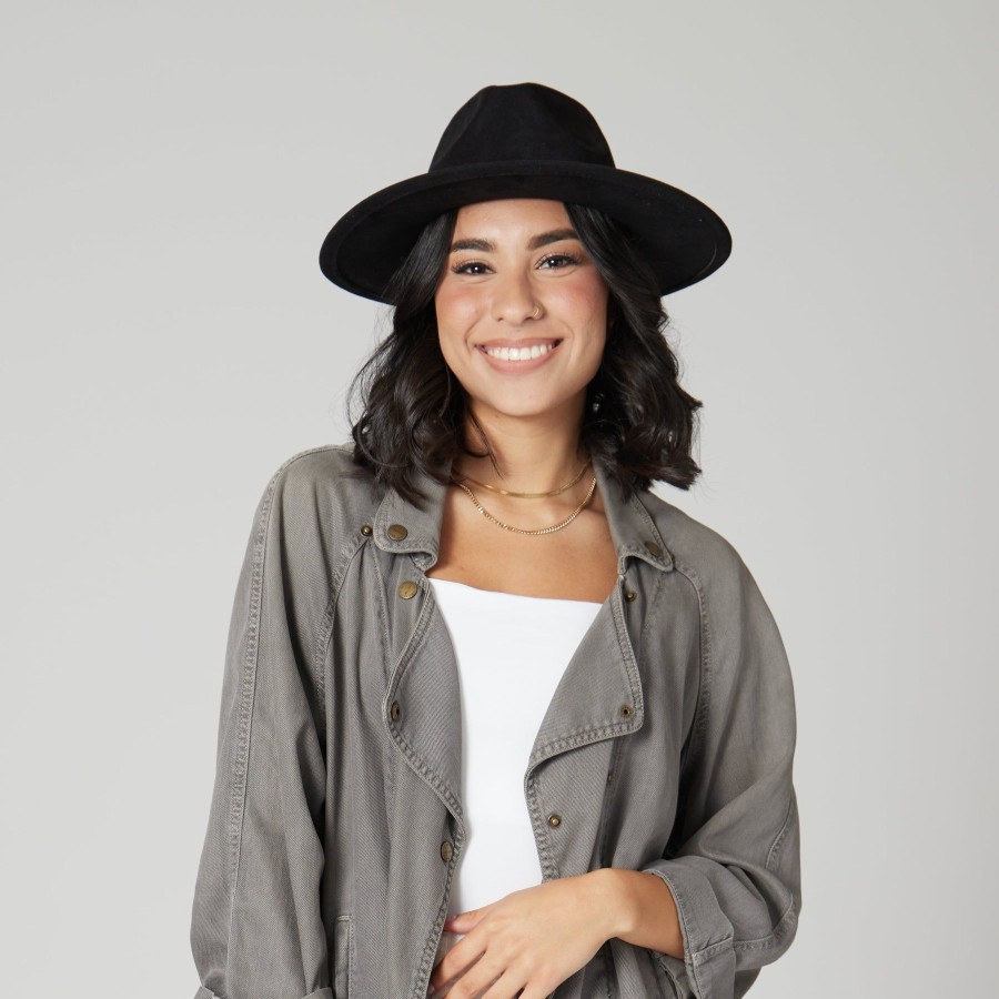 Women San Diego Hat | Faux Suede Fedora With Tassel Back Bow