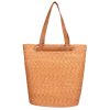 Women San Diego Hat Bags | Daydreamer-Wheat Straw Tote With Leather Handles