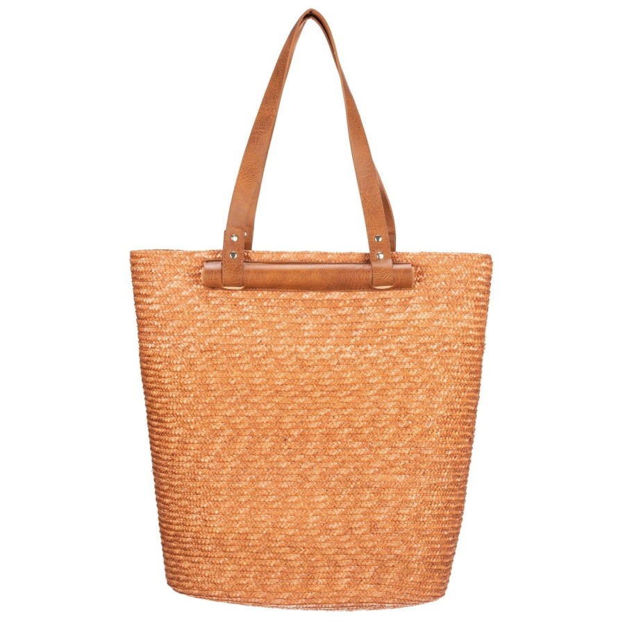 Women San Diego Hat Bags | Daydreamer-Wheat Straw Tote With Leather Handles