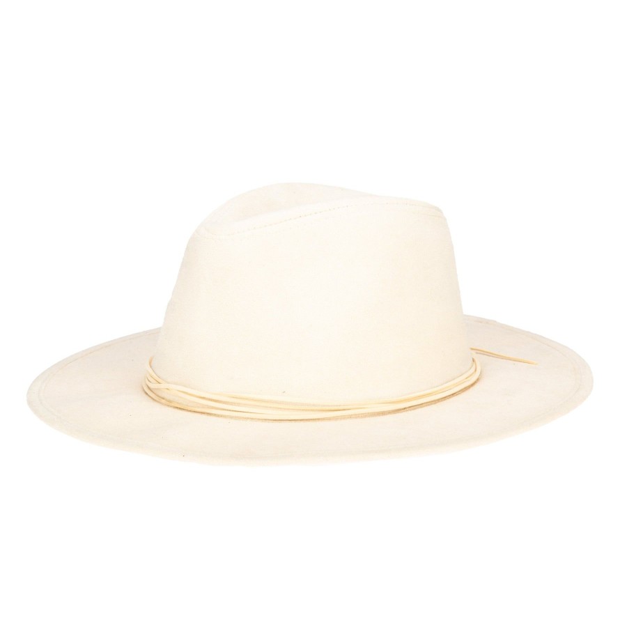 Women San Diego Hat | Cut & Sew Faux Suede Floppy Fedora Wrapped Back Knot Trim