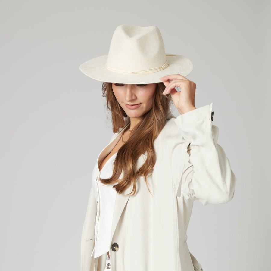 Women San Diego Hat | Cut & Sew Faux Suede Floppy Fedora Wrapped Back Knot Trim