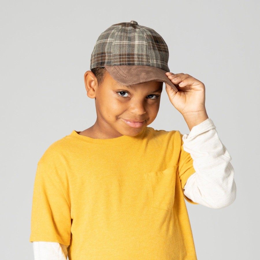 Kids San Diego Hat | Kid'S Plaid Cap With Faux Suede Brim