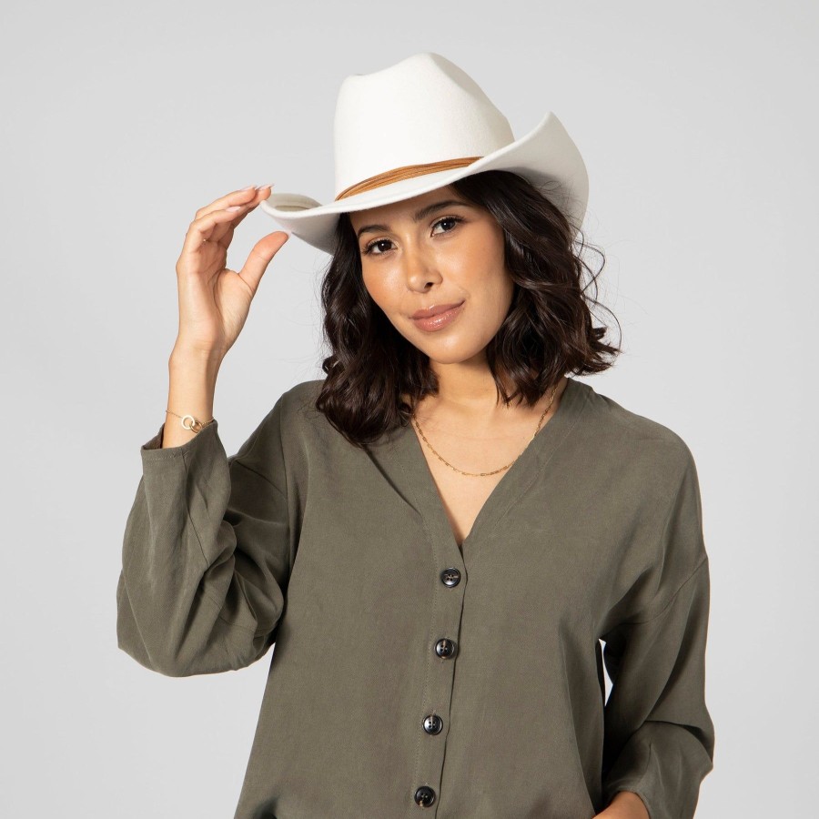 Women San Diego Hat | Women'S Felt Cowboy Hat W/Twisted Faux Leather Band