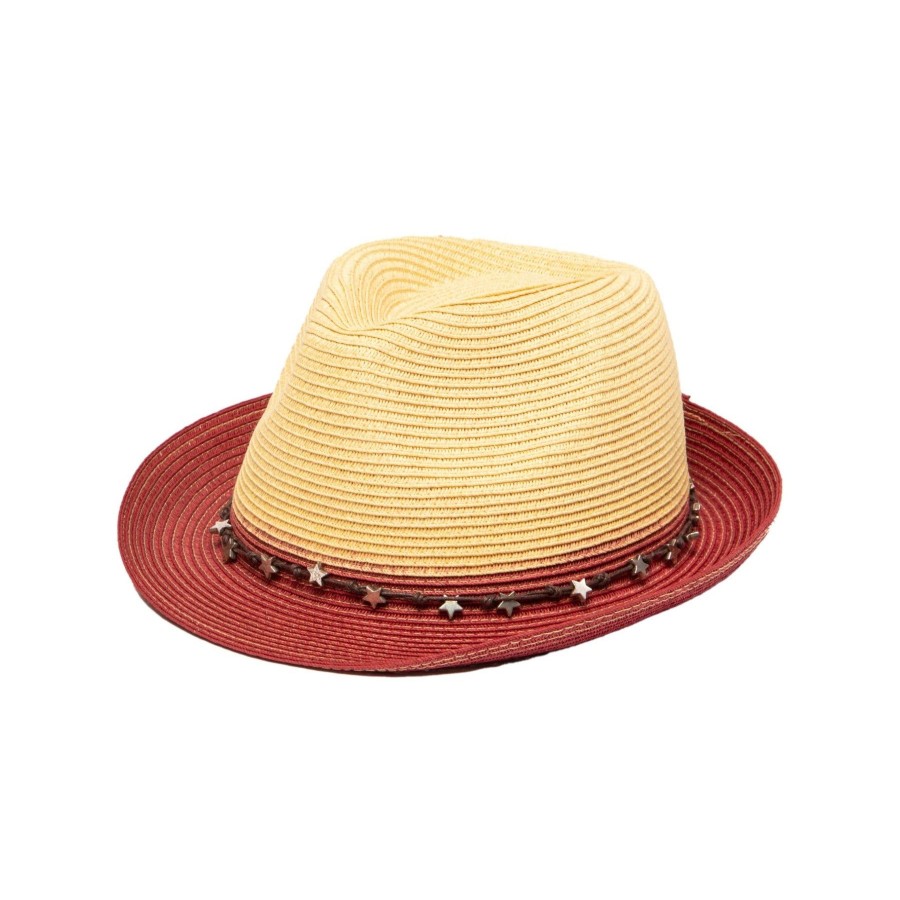 Women San Diego Hat | Women'S Ultrabraid Fedora With Colorblock Brim And Star Trim