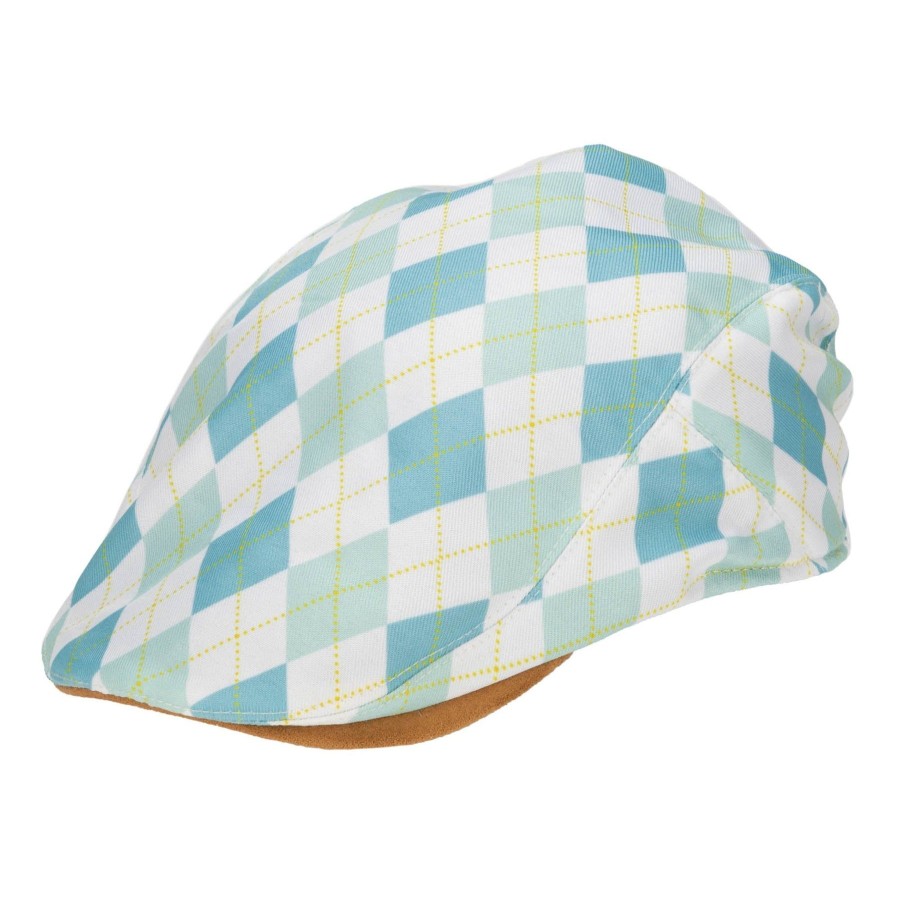 Kids San Diego Hat | Kids Cut And Sew Drivers Cap With Plaid Golf Print And Faux Suede Brim