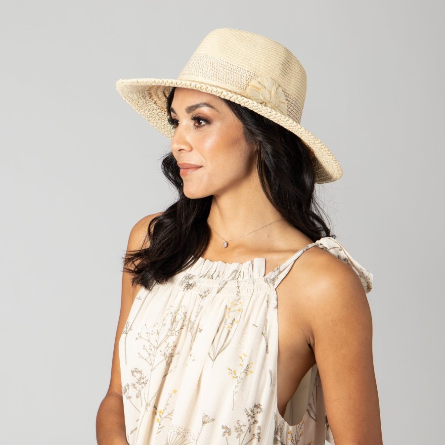 Women San Diego Hat | Flora Mixed Braid Fedora