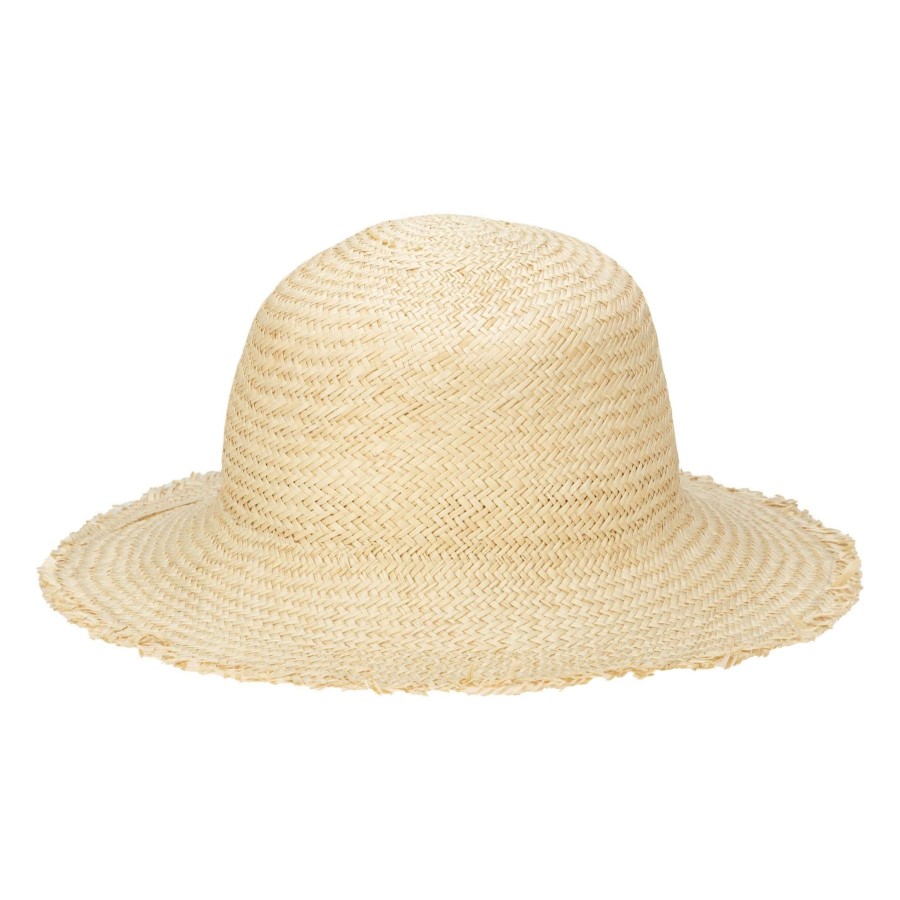 Women San Diego Hat | Naturalist-Palm Straw Bucket With Raw Edge