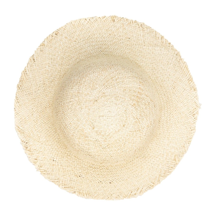 Women San Diego Hat | Naturalist-Palm Straw Bucket With Raw Edge