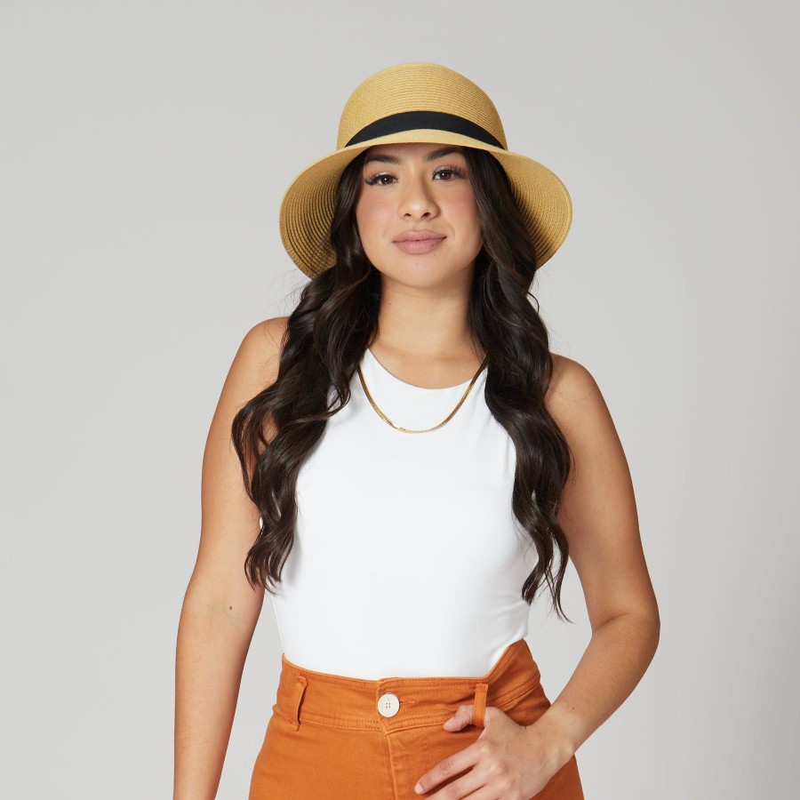 Women San Diego Hat | Women'S Ultrabraid Cloche With Grosgrain Bow Trim