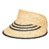 Women San Diego Hat | Weekend Getaway-Women'S Textu Wheat Straw Visor With Stripe & Velcro Back