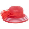 Women San Diego Hat | Women'S Red Dress Hat With Organza Bow