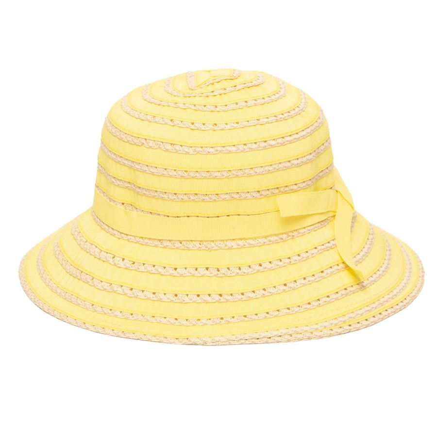 Kids San Diego Hat | Kids Ribbon And Paper Straw Bucket Hat With Ribbon Bow Detail