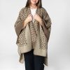 Women San Diego Hat Ponchos | Marybeth-Womens Jacquard Leopard Open Front Poncho