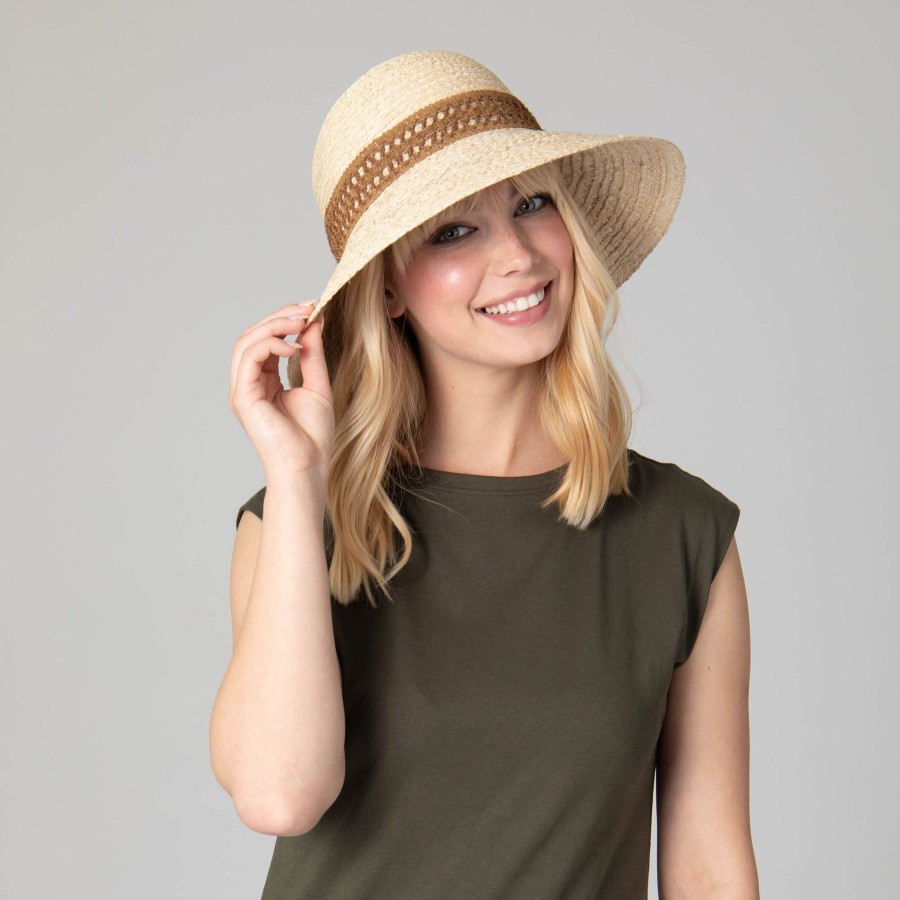 Women San Diego Hat | Waterfront Women'S Raffia Braided Bucket Sun Hat