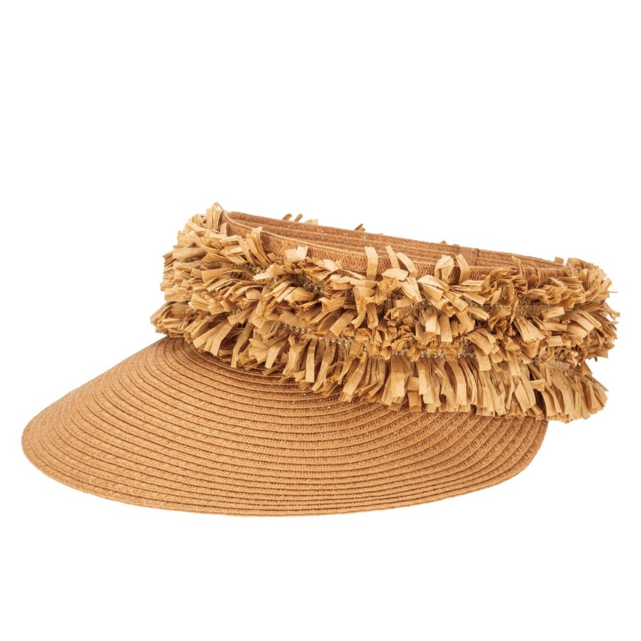 Women San Diego Hat | Happy Day-Ultrabraid Visor With Straw Fringe Band