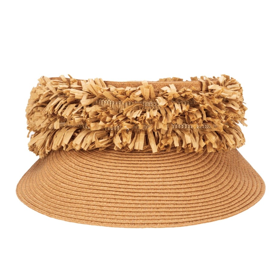 Women San Diego Hat | Happy Day-Ultrabraid Visor With Straw Fringe Band