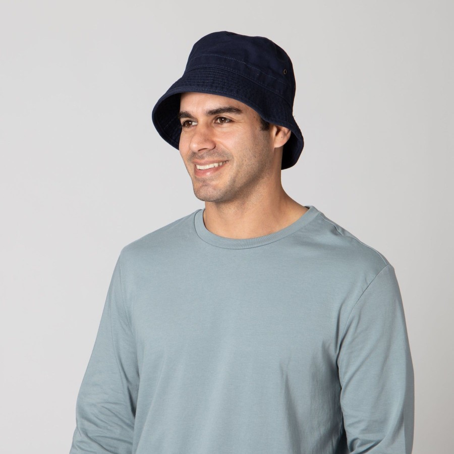 Men San Diego Hat | Men'S Washed Cotton Bucket With Side Grommets