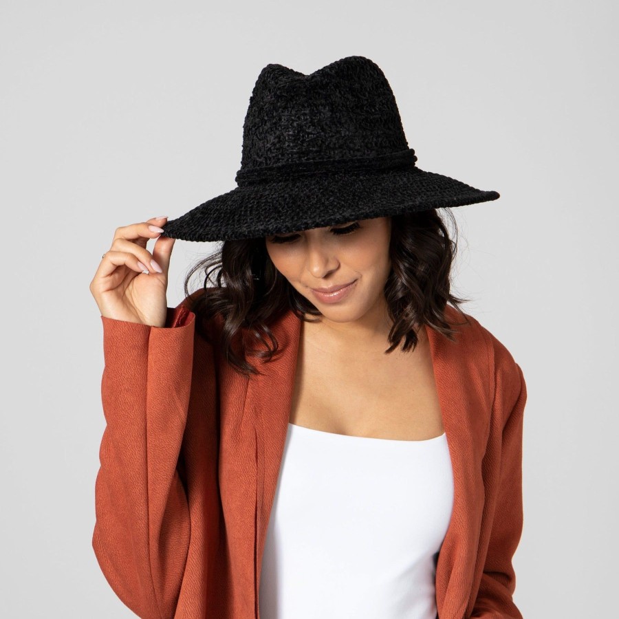 Women San Diego Hat | Women'S Chenille Knit Wide Brim Fedora