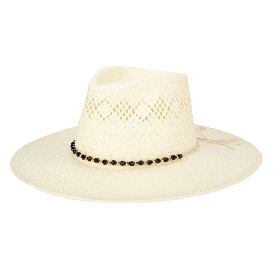 Women San Diego Hat | Anytime-Woven Paper Fedora With Beaded Band