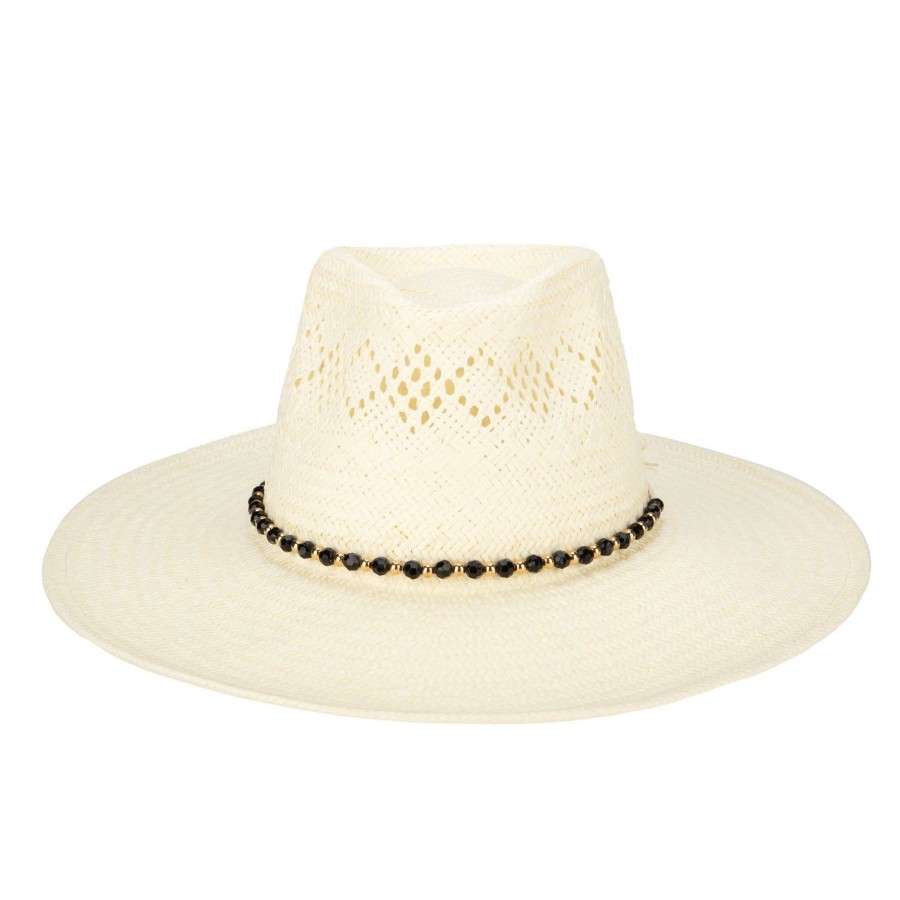 Women San Diego Hat | Anytime-Woven Paper Fedora With Beaded Band