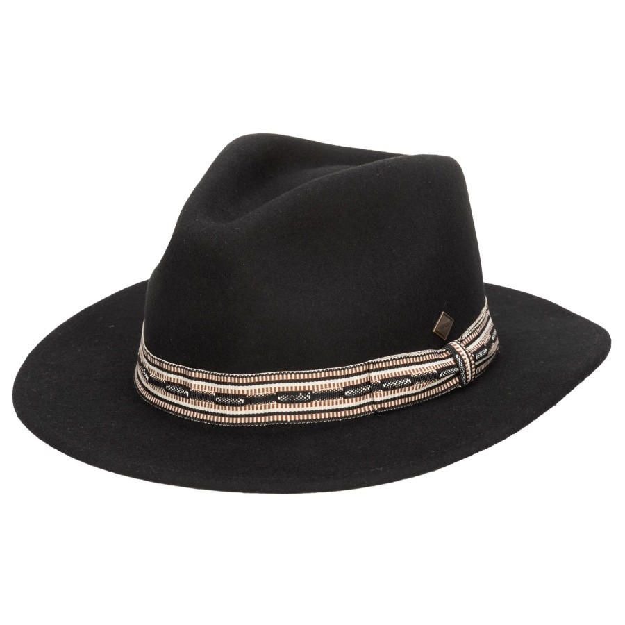 Men San Diego Hat | Men'S Wool Felt Fedora With Multi Stripe Jacquard Band