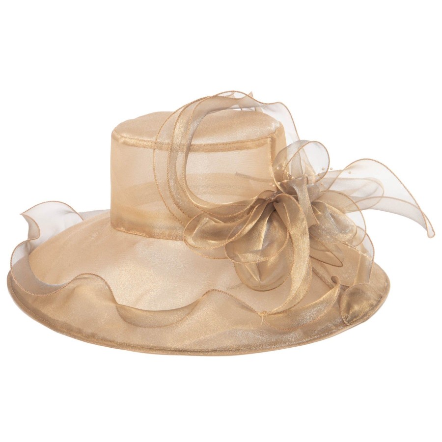 Women San Diego Hat | Women'S Gold Organza Mesh Dress Hat