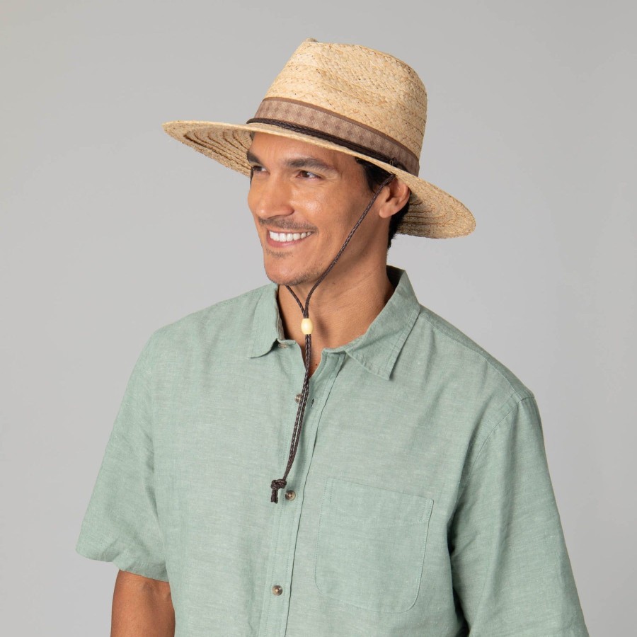 Men San Diego Hat | Mens Raffia Fedora Lifeguard With Chin Cord