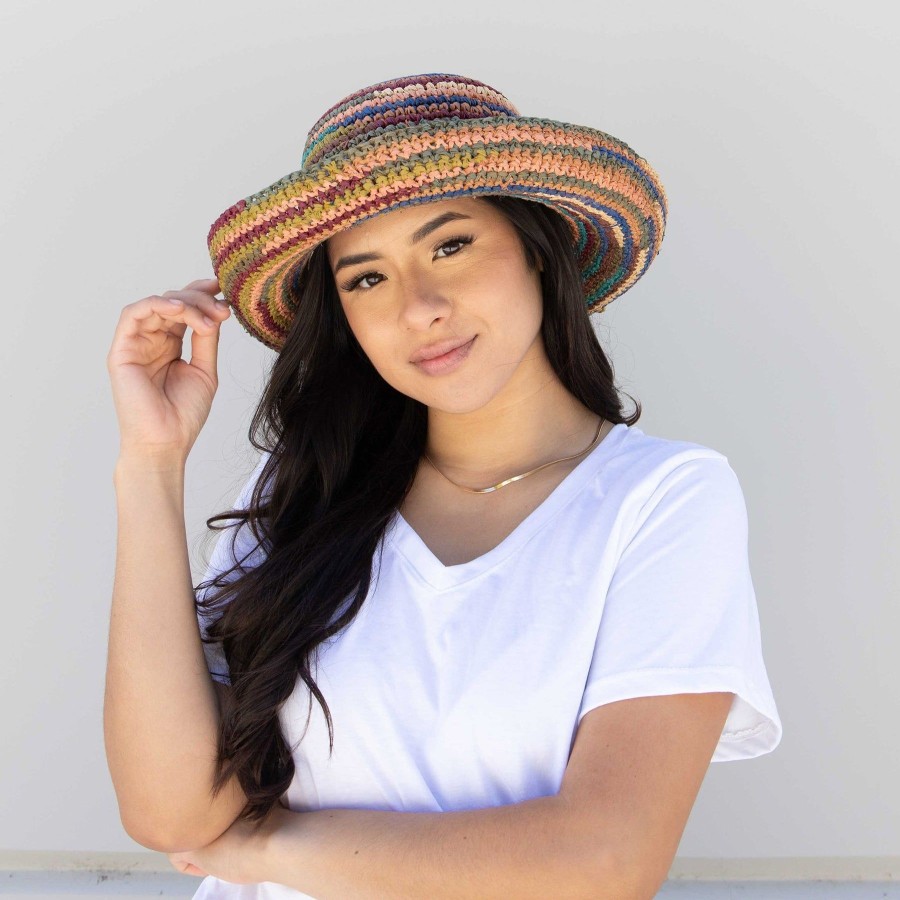 Women San Diego Hat | Women'S Crocheted Raffia Kettle Brim Hat