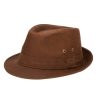 Men San Diego Hat | Mens Cut And Sew Waxed Cotton Stingy Brim Fedora