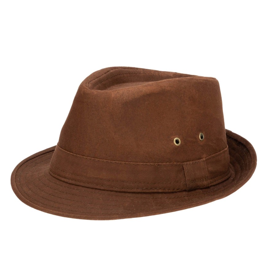 Men San Diego Hat | Mens Cut And Sew Waxed Cotton Stingy Brim Fedora